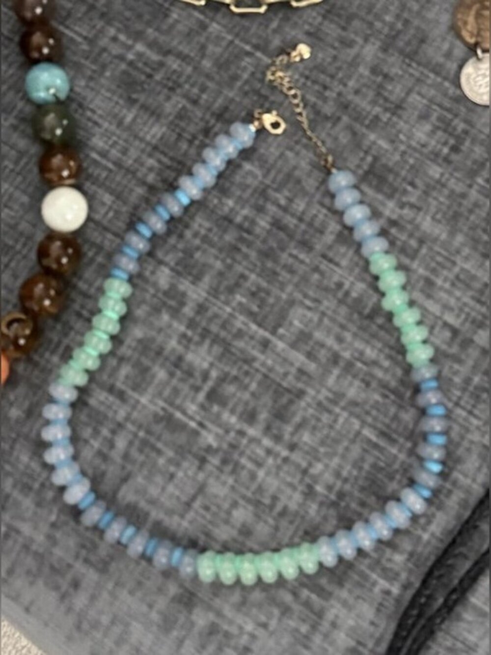 Blue and Mint Candy Bead Necklace